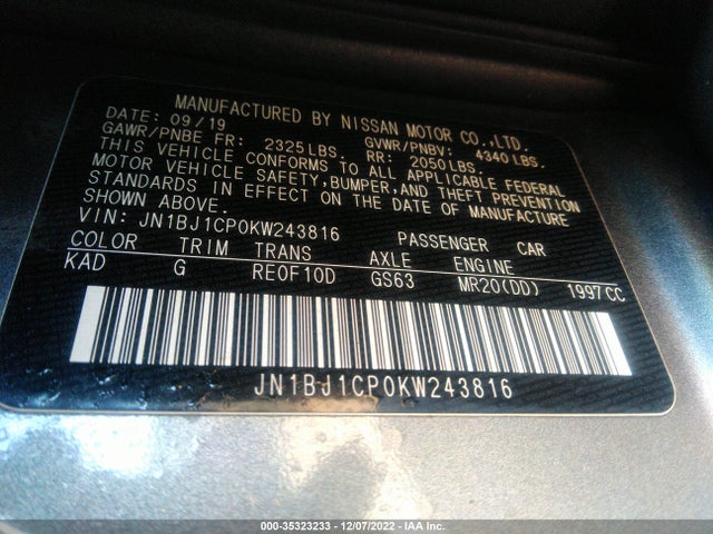 2019 Nissan Rogue, VIN: JN1BJ1CP0KW243816