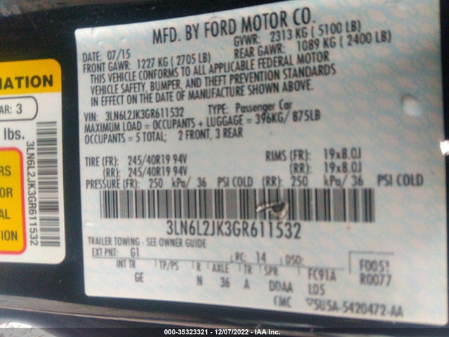 Lincoln MKZ 2016 3LN6L2JK3GR611532 Image 11