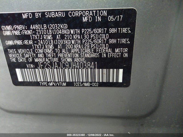 2018 Subaru Forester, VIN: JF2SJAJC9JH403841