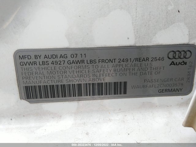 Audi A4 2012 WAUBFAFL2CN003579 Image 9
