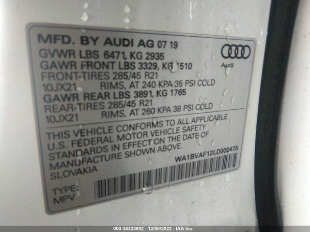 Audi Q8 Premium Plus 2020 WA1BVAF12LD000475 Image 9