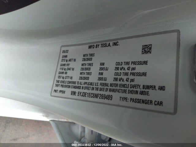 Tesla Model 3 Performance 2022 5YJ3E1EC8NF269489 Image 11