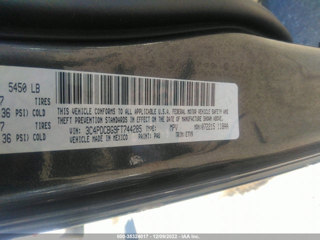 Dodge Journey Sxt 2015 3C4PDCBG9FT744285 Image 9