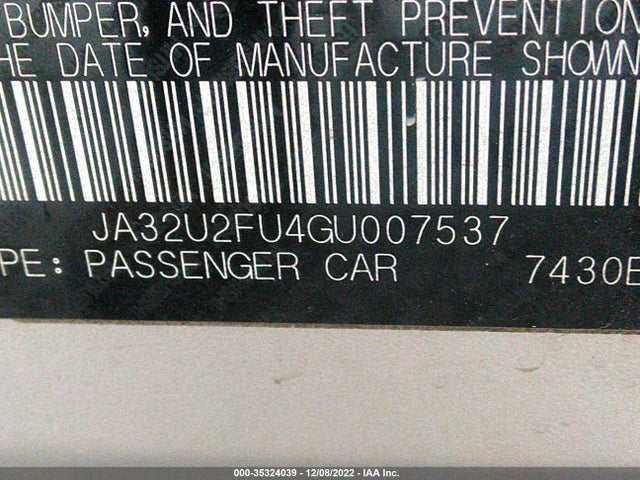 JA32U2FU4GU007537 Mitsubishi LANCER ES
