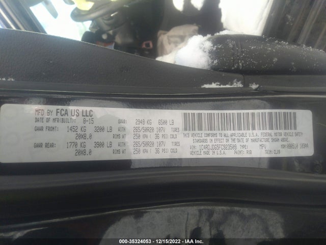 Dodge DURANGO LIMITED 2015 1C4RDJDG5FC923509 Image 9