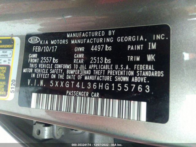 5XXGT4L36HG155763 KIA Optima Lx