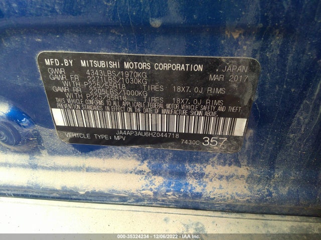 JA4AP3AU6HZ044718 Mitsubishi Outlander Sport 2.0