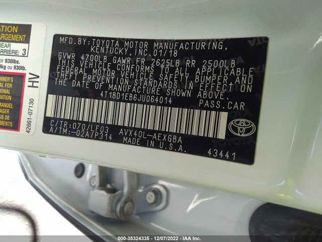 2018 Toyota Avalon, VIN: 4T1BD1EB6JU064014