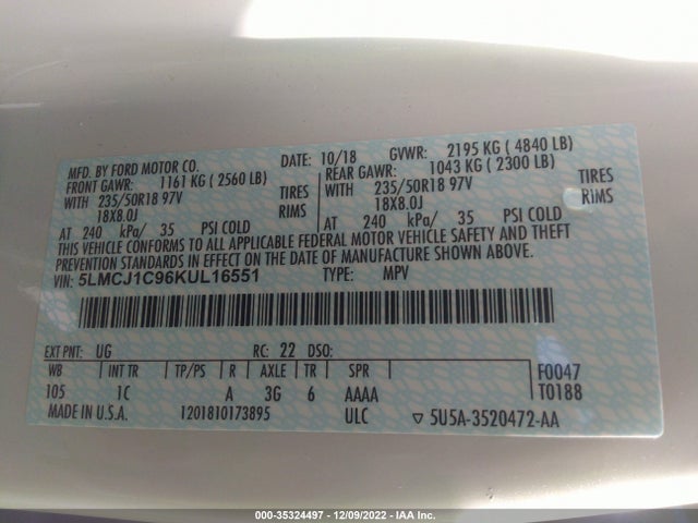 Lincoln MKC 2019 5LMCJ1C96KUL16551 Image 9