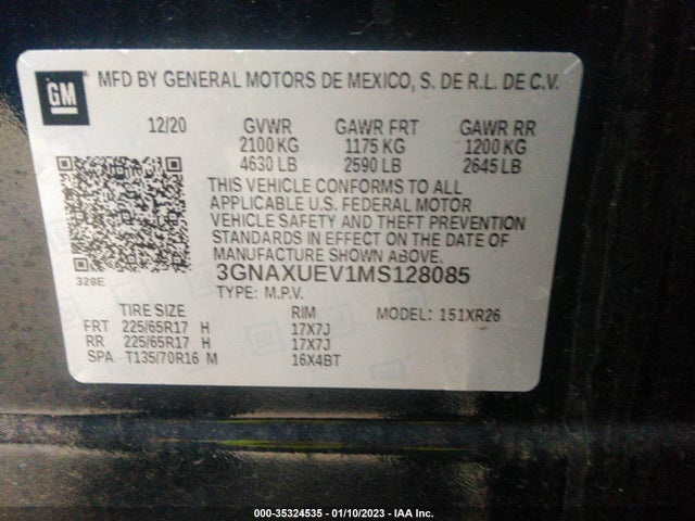 Chevrolet EQUINOX LT 2021 3GNAXUEV1MS128085 Image 9