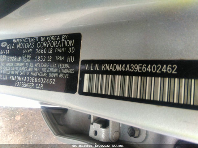 2014 KIA RIO LX VIN: KNADM4A39E6402462