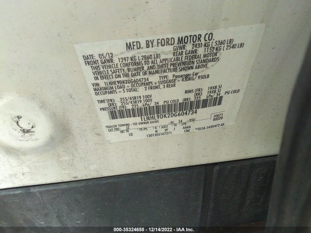 Lincoln MKS 2013 1LNHL9DK2DG604734 Image 10