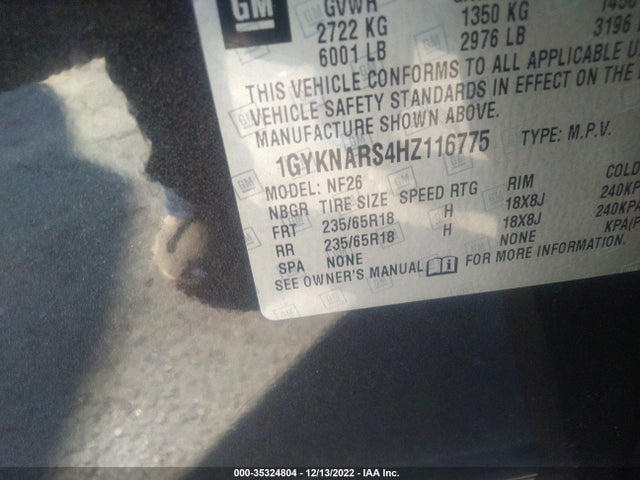 Cadillac Xt5 Fwd 2017 1GYKNARS4HZ116775 Image 9