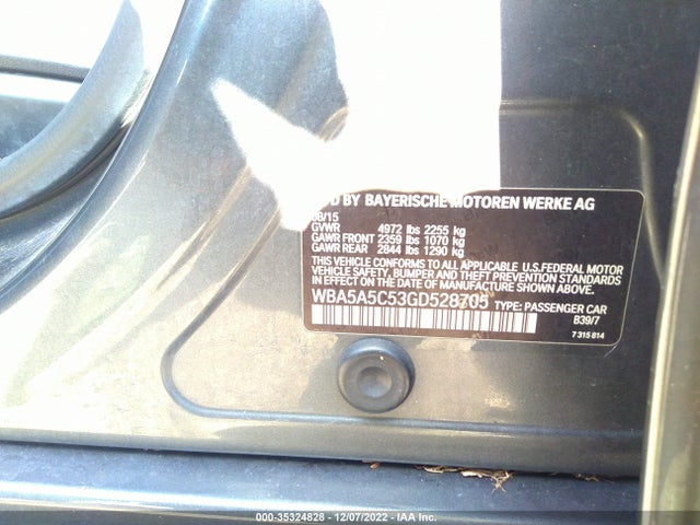 BMW 5 Series 528i 2016 WBA5A5C53GD528705 Image 9