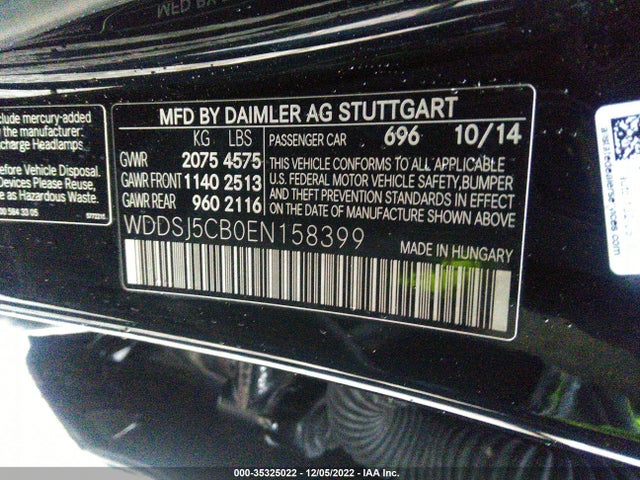 2014 MERCEDES-BENZ CLA-CLASS CLA 45 AMG VIN: WDDSJ5CB0EN158399