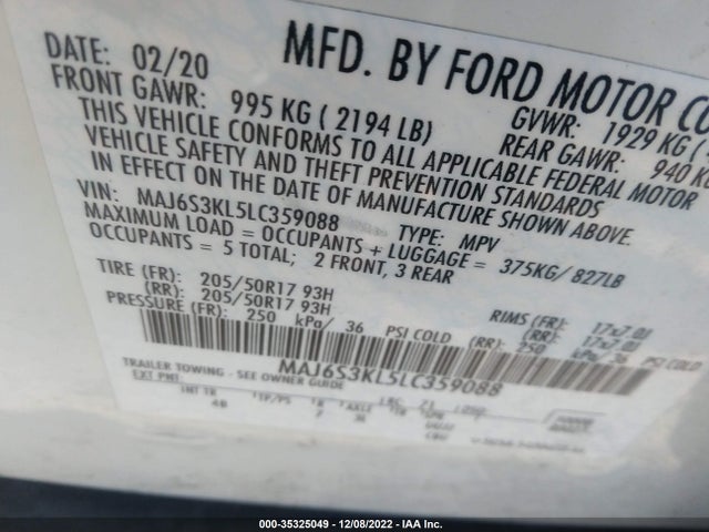 Ford Ecosport 2020 MAJ6S3KL5LC359088 Image 21