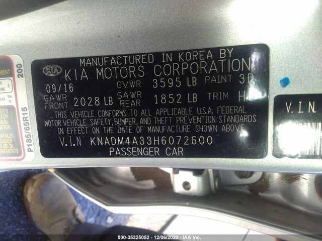 2017 Kia Rio, VIN: KNADM4A33H6072600