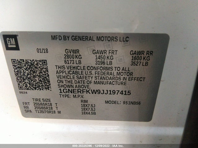 2018 Chevrolet Traverse, VIN: 1GNERFKW9JJ197415