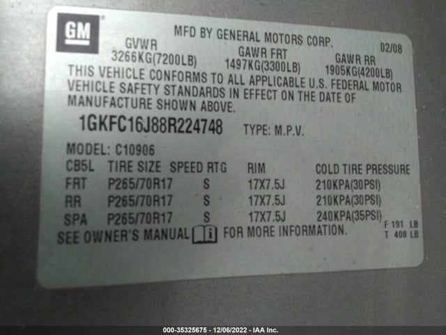 GMC YUKON XL 2008 1GKFC16J88R224748 Image 10