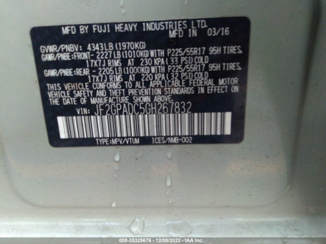2016 Subaru Crosstrek, VIN: JF2GPADC5GH267832