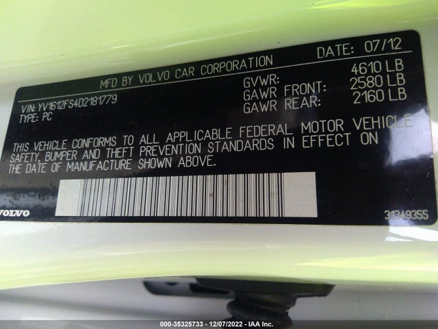 Volvo S60 T5 2013 YV1612FS4D2181779 Image 9