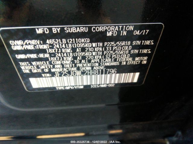 JF2SJGWC2HH811796 Subaru Forester Touring