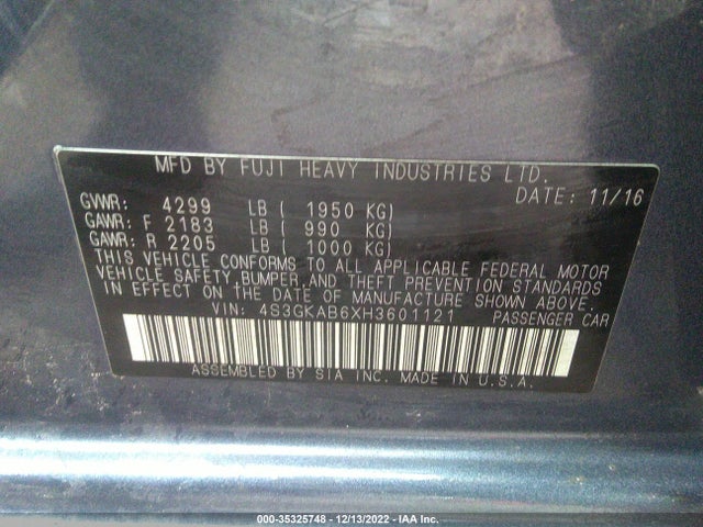 4S3GKAB6XH3601121 Subaru Impreza Premium