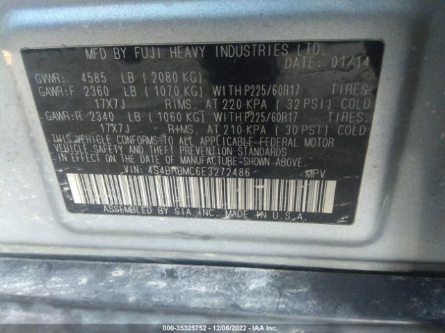 4S4BRBMC6E3272486 Subaru Outback 2.5i Limited