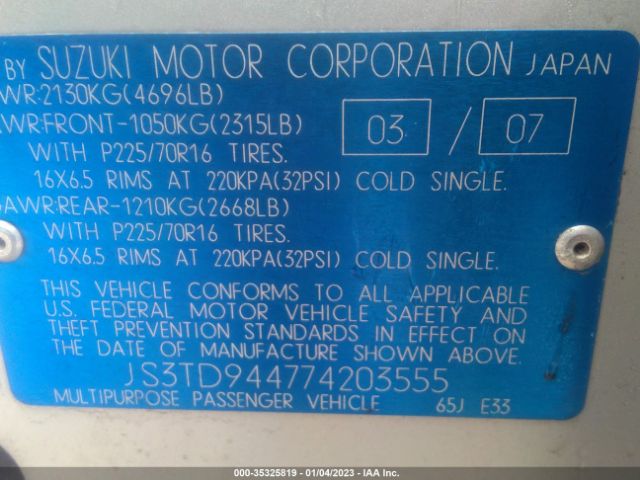 JS3TD944774203555 Suzuki Grand Vitara Xsport