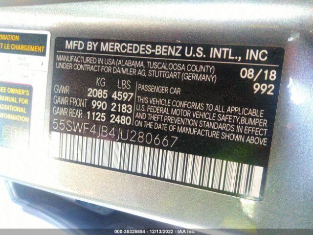 55SWF4JB4JU280667 Mercedes-Benz C-class C 300