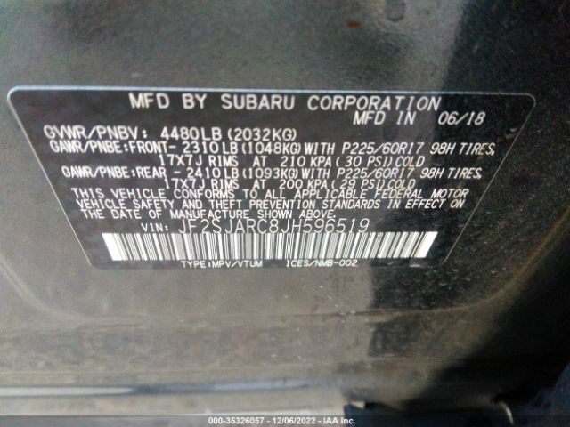 JF2SJARC8JH596519 Subaru Forester Limited