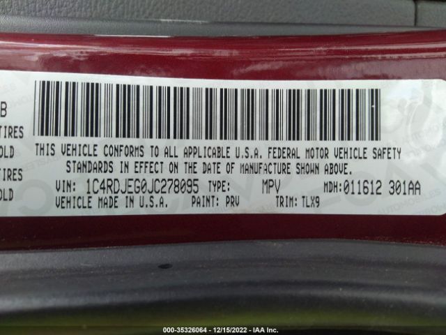 1C4RDJEG0JC278095 Dodge Durango Citadel