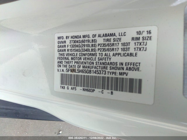 Honda Odyssey Ex-l 2016 5FNRL5H65GB145373 Image 11