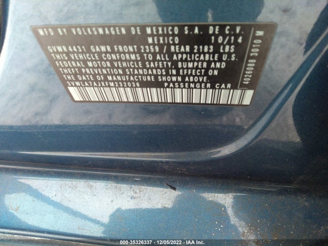3VWLA7AJXFM232036 Volkswagen Jetta Sedan 2.0l Tdi Se