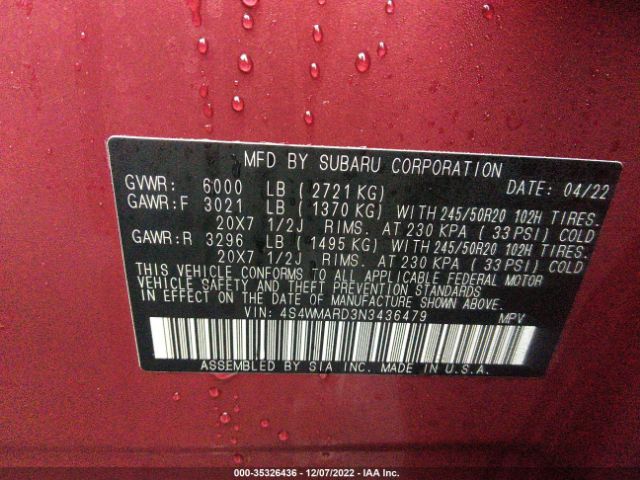 4S4WMARD3N3436479 Subaru Ascent Touring