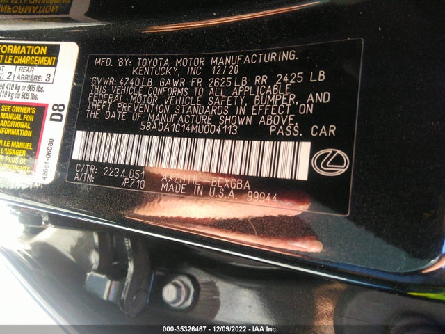 2021 Lexus ES, VIN: 58ADA1C14MU004113