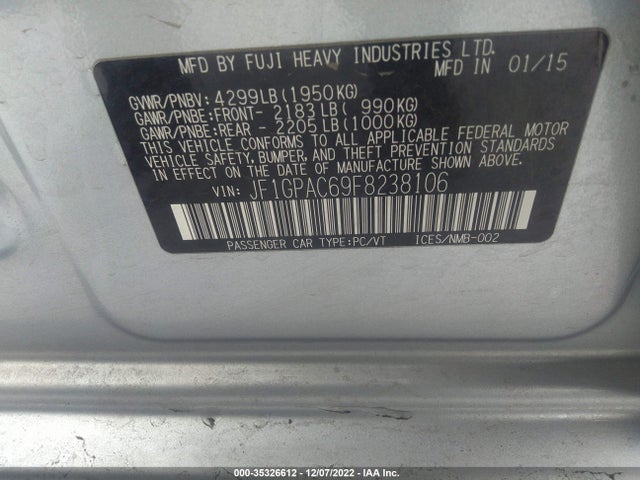 2015 Subaru Impreza, VIN: JF1GPAC69F8238106