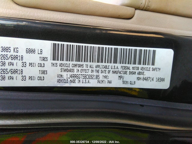 Aukcja sprzedaży 2011 Jeep Grand Cherokee Overland, vin: 1J4RR6GT5BC692185, numer aukcji: 35326734