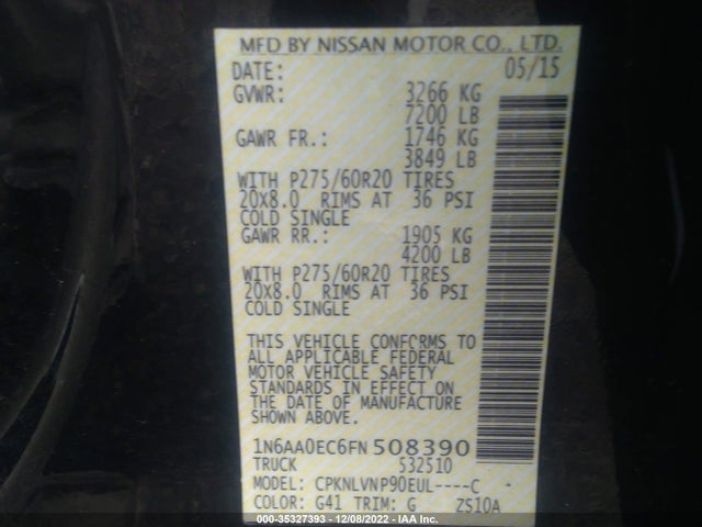 2015 Nissan Titan, VIN: 1N6AA0EC6FN508390