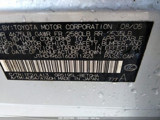 Lexus GS 300 2006 JTHCH96S160011423 Image 11