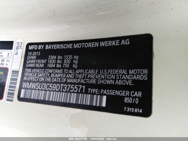 Mini COOPER HARDTOP 2013 WMWSU3C59DT375571 Image 9