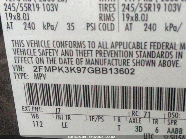2016 Ford Edge, VIN: 2FMPK3K97GBB13602