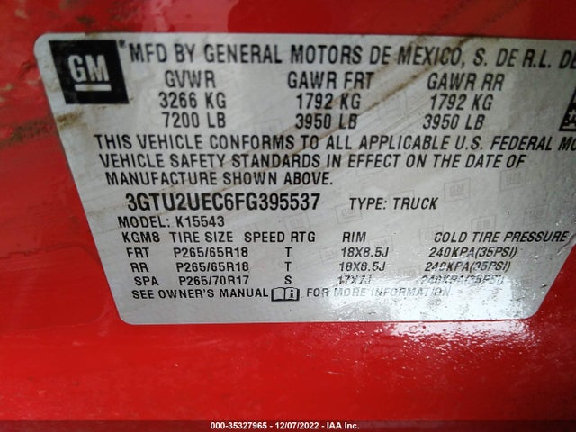 GMC Sierra 1500 Sle 2015 3GTU2UEC6FG395537 Image 9