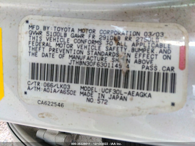 Lexus LS 430 2003 JTHBN30F630114944 Image 10
