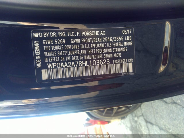 2017 Porsche Panamera, VIN: WP0AA2A78HL103623
