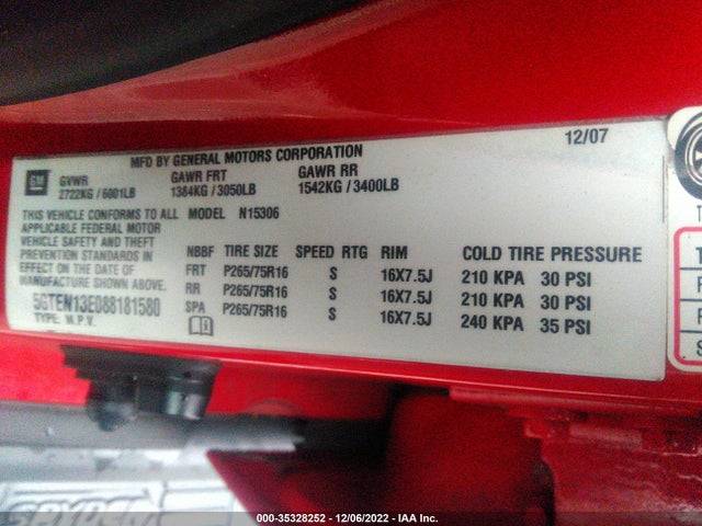 Hummer H3 SUV 2008 5GTEN13E088181580 Image 10