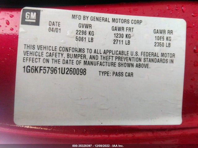 1G6KF57961U260098 Cadillac DEVILLE DTS
