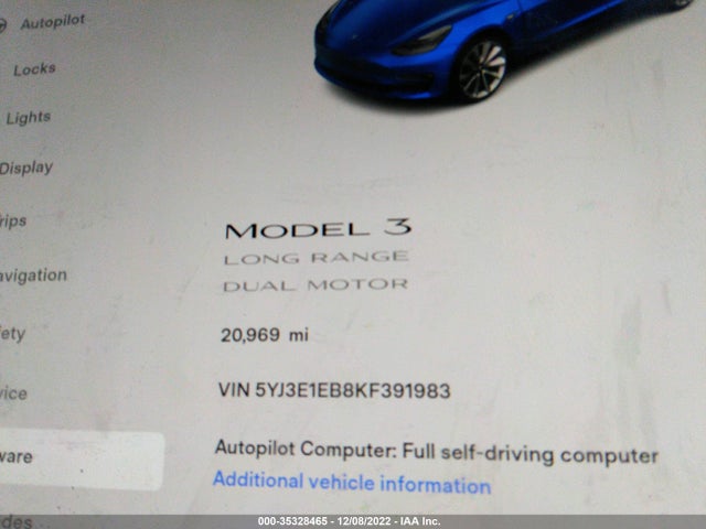 Tesla Model 3 Long Range/performance 2019 5YJ3E1EB8KF391983 Image 7