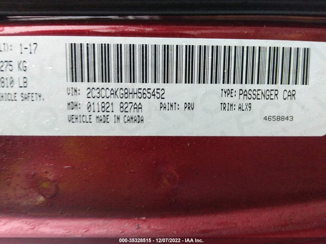 2017 CHRYSLER 300 300C VIN: 2C3CCAKG8HH565452