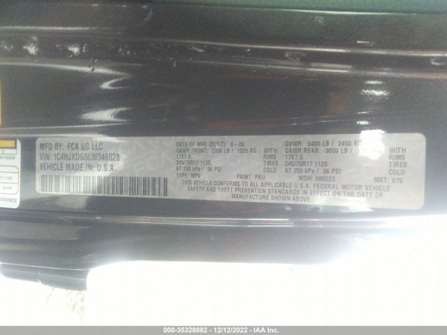 2020 Jeep Wrangler, VIN: 1C4HJXDG5LW346028